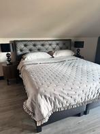 Prachtig boxspring bed antraciet grijs, Huis en Inrichting, Ophalen, Tweepersoons, Zo goed als nieuw, 180 cm