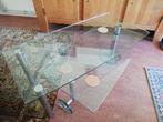 Dexter salontafel chroom glas wiel onderblad vintage design, Ophalen