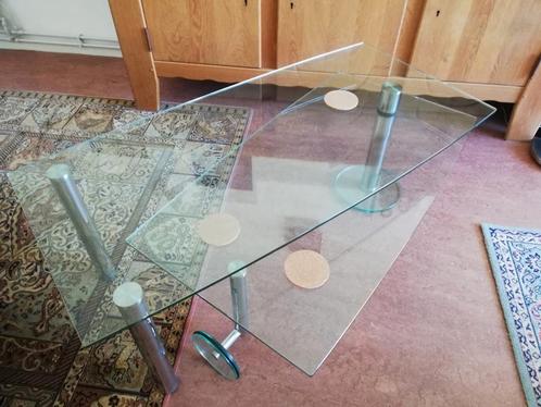 Dexter salontafel chroom glas wiel onderblad vintage design, Antiek en Kunst, Antiek | Meubels | Tafels, Ophalen
