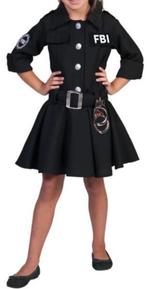 Leuke zwart/wit POLITIE/POLICE/FBI jurk - Halloween, Ophalen, Gebruikt, 122 t/m 128, Meisje