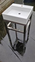 Keramische spoelbak  € 150,-  en  RVS onderstel € 100,-, Ophalen, Gebruikt, Rvs, Wastafel