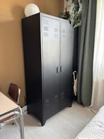 Kledingkast Mick 2-deurs (lockerkast) antraciet Leen Bakker, Huis en Inrichting, Ophalen, 100 tot 150 cm, Industriële kledingkast in antraciet, strak en tijdloos