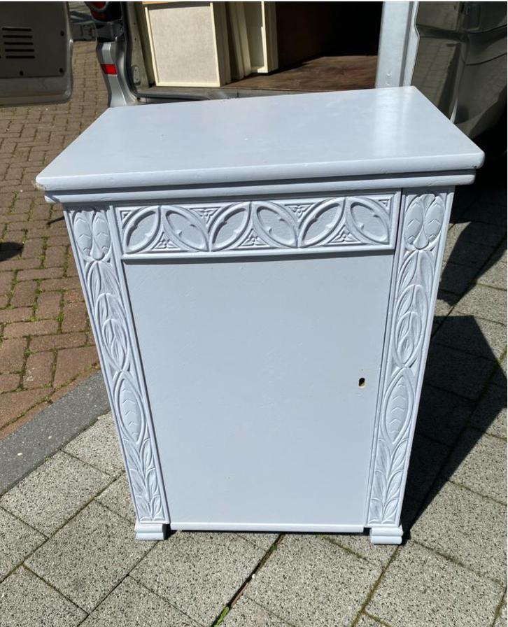Oud Naaimachinekastje Lichtblauw - Multifunctioneel!, Huis en Inrichting, Kasten | Dressoirs, Gebruikt, 50 tot 100 cm, 25 tot 50 cm
