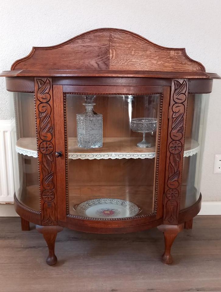 Theemeubel / vitrinekast / groot model theekastje, Huis en Inrichting, Kasten | Vitrinekasten, Gebruikt, Minder dan 100 cm, 50 tot 100 cm
