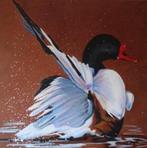 Bergeend op doek, Schilderij Bergeend, Vogel Eend Kunst Art, Ophalen of Verzenden