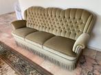 Bank fauteuils groen vintage franjes mohair velours barok, Ophalen
