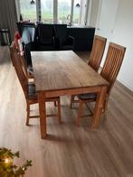 Grenen tafel en 4 stoelen 160X90, Ophalen, Gebruikt