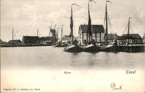 Texel Haven vissersboten en Molen TOPKAART ZIE BESCHRIJVING, Verzamelen, Ansichtkaarten | Nederland, Gelopen, Waddeneilanden, Voor 1920