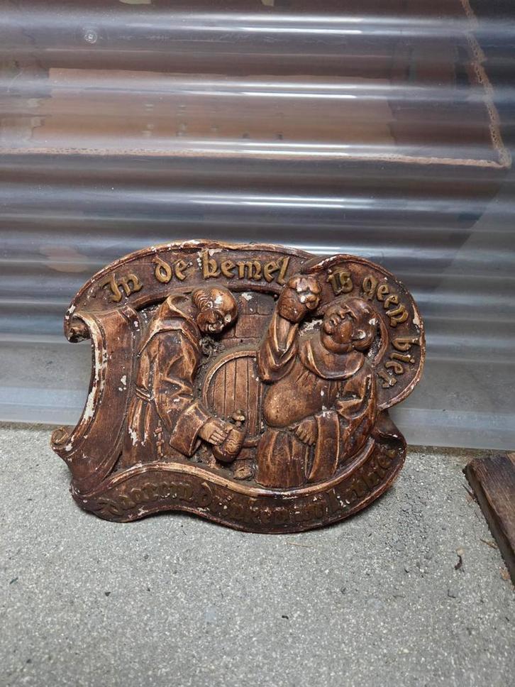 Antiek Bier Relieff In de Hemel is geen bier, Antiek en Kunst, Antiek | Wandborden en Tegels, Ophalen of Verzenden