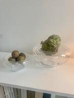 Set van twee glazen fruit schalen, Glas, Schaal, Rond, Ophalen of Verzenden