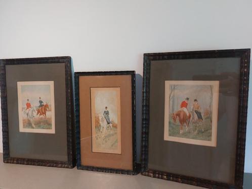 3x Britse Jachttaferelen Prenten mogelijk Basil Nightingale, Antiek en Kunst, Kunst | Schilderijen | Klassiek, Ophalen of Verzenden