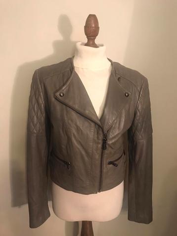 MASSIMO DUTTI  LEATHER JACKET TAUPE/OLIJF beschikbaar voor biedingen