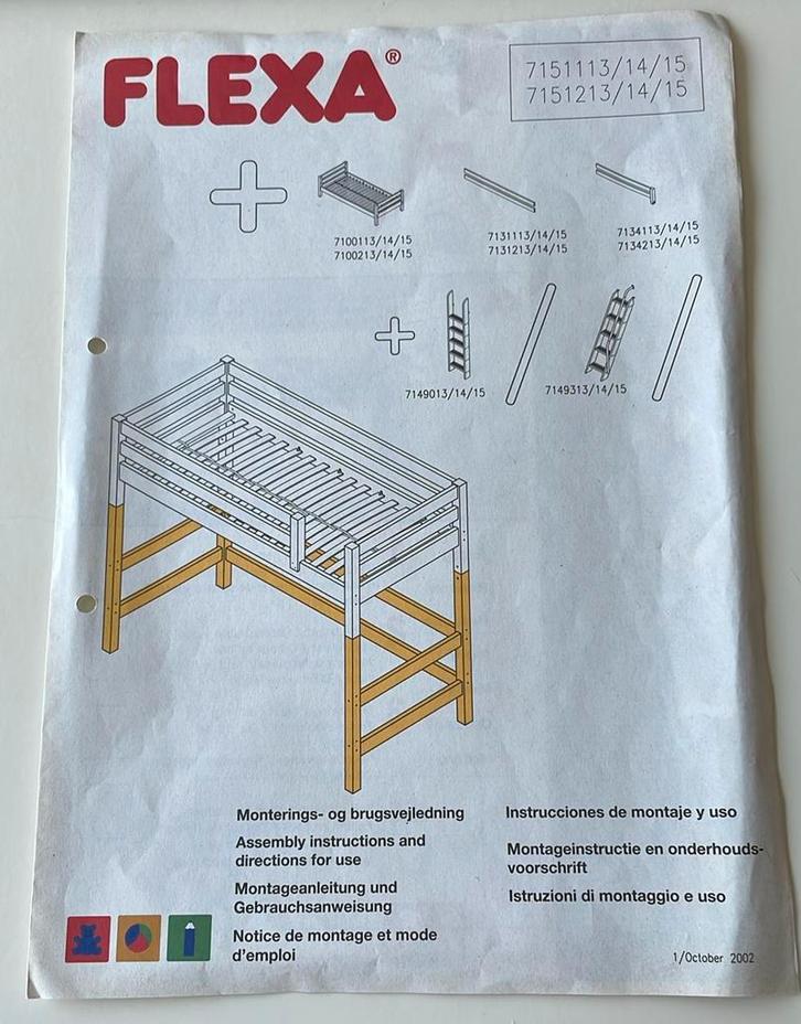 FLEXA classic hoogslaper/ rechte ladder/ veiligheidsrek, Huis en Inrichting, Slaapkamer | Stapelbedden en Hoogslapers, Zo goed als nieuw