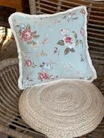 Kussenhoes met bloemen 50 x 50 cm, Ophalen of Verzenden, Zo goed als nieuw, Blauw, Vierkant