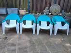4 Design Tuinstoelen Loungestoelen, Tuin en Terras, Ophalen, Gebruikt, Kunststof, Stapelbaar