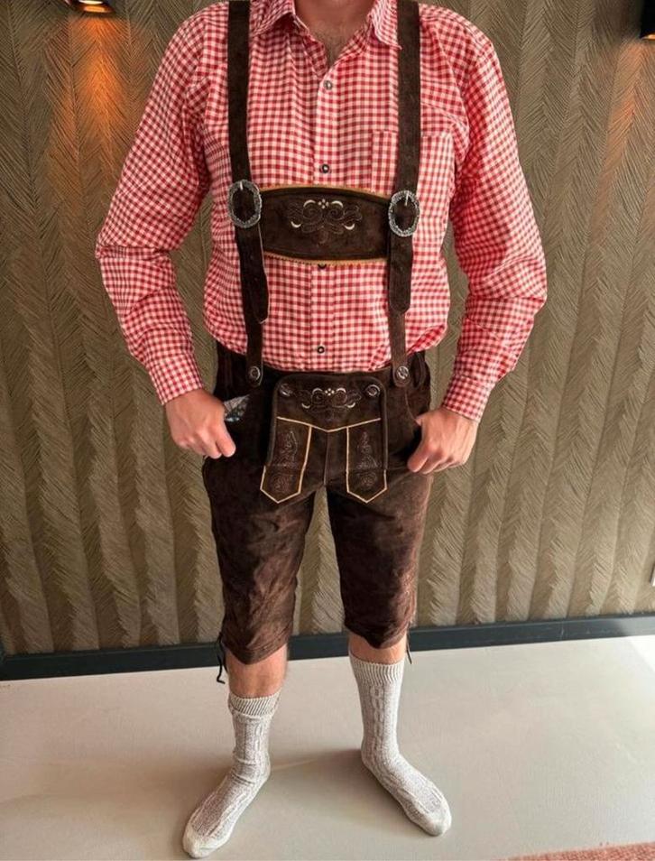 Nieuw Echt leren lederhosen lederhose oktoberfeest, Kleding | Heren, Carnavalskleding en Feestkleding, Nieuw, Maat 52/54 (L), Ophalen of Verzenden