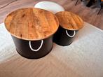 Set salontafels MEENEEMPRIJS!!! industrieel - zwart/houtlook, Ophalen, 50 tot 100 cm, Rond, 50 tot 100 cm