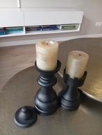 Riviera Maison Kandelaars schaakstukken, Huis en Inrichting, Woonaccessoires | Kandelaars en Kaarsen, Ophalen, Kunststof, Crème