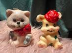 Twee vintage figuurkaarsen kat poes en konijn kaarsen, Huis en Inrichting, Woonaccessoires | Kandelaars en Kaarsen, Ophalen of Verzenden