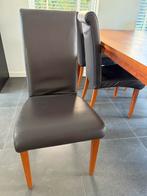 8 lederen eettafelstoelen van Goossens, Huis en Inrichting, Ophalen of Verzenden, Zo goed als nieuw, Bruin, Vijf, Zes of meer stoelen