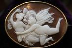Antieke gouden camee schelpcamee broche Orpheus Eurydice, Sieraden, Tassen en Uiterlijk, Antieke sieraden, Ophalen of Verzenden