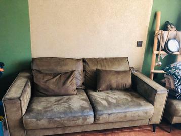 2,5-zits leren bank met hocker