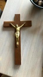 Kruisbeeld, houten kruis en metalen korpus, Ophalen, Zo goed als nieuw