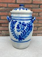 Grote Keulse pot – 42 cm hoog, blauw decor, met deksel, Ophalen