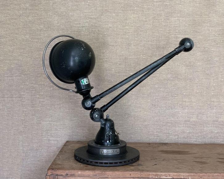 Jieldé | Zwart | Tafellamp | Vintage | Industrieel | 2-armig, Huis en Inrichting, Lampen | Tafellampen, Gebruikt, Minder dan 50 cm