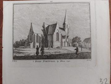 240 / dorp Portugal bij Rhoon Gravure H. Spilman  18e eeuw beschikbaar voor biedingen