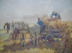 Willem Noordijk(1887)Aquarel " Paard en wagen Hooi " Ges Ged, Antiek en Kunst, Kunst | Schilderijen | Klassiek, Ophalen of Verzenden