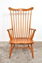 Vintage spijlenstoel relaxchair relaxstoel beuken stoel, Ophalen of Verzenden, Gebruikt, Minder dan 75 cm, 50 tot 75 cm