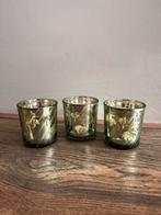 Riviera Maison 3 groene waxine licht houders, Huis en Inrichting, Woonaccessoires | Kandelaars en Kaarsen, Gebruikt, Ophalen of Verzenden