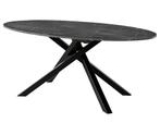 Zwarte ovale eettafel, marmer look, Ophalen, Nieuw, 50 tot 100 cm, Vijf personen of meer