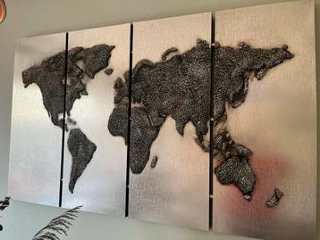 Vierluik Wandpaneel Wereldkaart beschikbaar voor biedingen