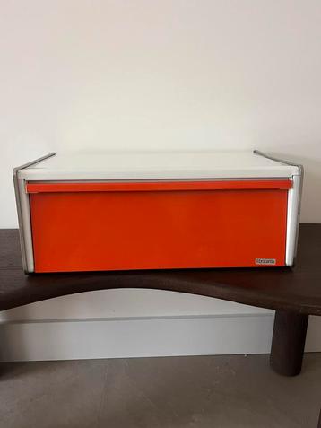 Vintage retro Brabantia Broodtrommel Oranje/Wit beschikbaar voor biedingen