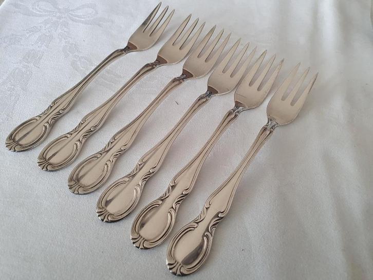 6 WMF verzilverde 90 Dresdner Baroque taartvorken, tapas ed., Antiek en Kunst, Antiek | Bestek, Ophalen of Verzenden