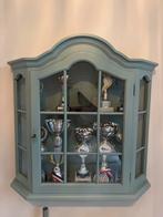 Vintage Vitrinekast Blauwgroen, Gebruikt, Glas, Minder dan 100 cm, 25 tot 50 cm