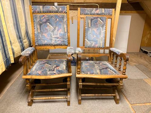 2 antieke schommelstoelen met veren, Antiek en Kunst, Antiek | Meubels | Stoelen en Banken, Ophalen