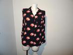 Ganni schattige blouse zwart in rood wit bloemen print M, Maat 38/40 (M), Verzenden, Zwart, Ganni