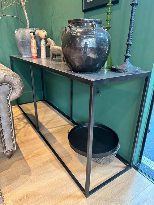 Marmeren stalen sidetable, Huis en Inrichting, Tafels | Sidetables, Zo goed als nieuw, 25 tot 50 cm, Rechthoekig, Ophalen of Verzenden