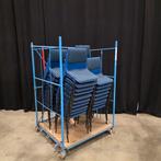 Partij Vintage Stapelstoelen Schröder & Henzelmann 124 stuks, Ophalen, Gebruikt, Stof, Blauw