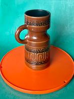 Vintage West Germany vaas bruin handvat geglazuurd keramiek, Antiek en Kunst, Antiek | Vazen, Ophalen of Verzenden