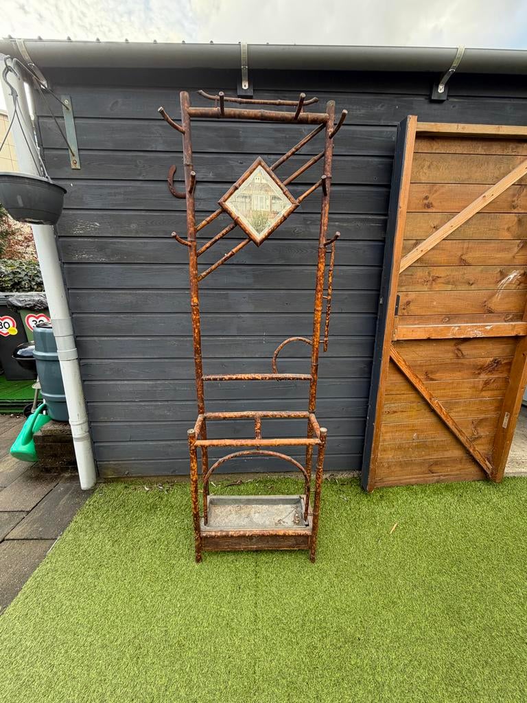 Antieke bamboe kapstok, ca. 120 jaar oud, Gebruikt, Ophalen of Verzenden, Staande kapstok, 150 tot 200 cm