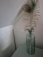 Grote vaas met 2 veren, Huis en Inrichting, Woonaccessoires | Vazen, Overige kleuren, Ophalen of Verzenden, Minder dan 50 cm, Glas