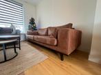 Bruin imitatie leren cognac bank, Huis en Inrichting, Banken | Bankstellen, Ophalen, Gebruikt, 75 tot 100 cm