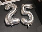 Grote cijfer ballonnen 2 en 5 dus 25 van zilver, Ophalen, Zo goed als nieuw, Versiering, Verjaardag