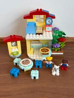 Duplo huisje met tuin, wc, poppetjes, pizza eten, Ophalen of Verzenden, Zo goed als nieuw, Complete set, Duplo