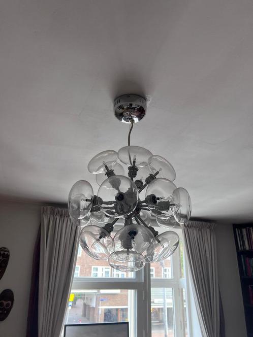 Moderne design hanglamp / kroonluchters, Huis en Inrichting, Lampen | Kroonluchters, Zo goed als nieuw, Glas, Metaal, Ophalen