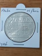 Aruba 25 florin 1986 zilver, Ophalen of Verzenden, Koningin Beatrix, Overige waardes, Zilver
